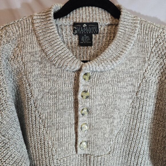 THE ORIGINAL GRAPHITE JEANSWEAR SIZE MEDIUM RAMIE COTTON SWEATER HEATHER GRAY - Picture 3 of 9
